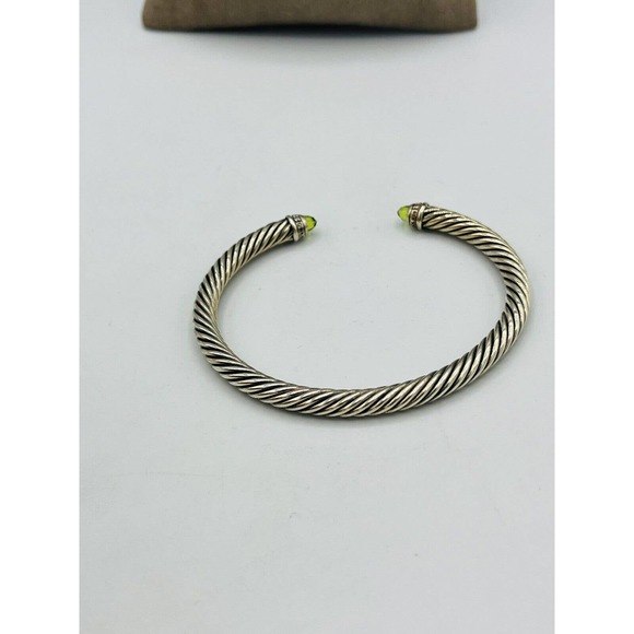 David Yurman Sterling Silver Cable Classics Bracelet Peridot and Diamond - Picture 4 of 5
